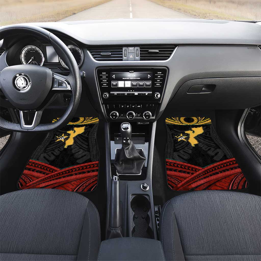Mozambique Car Mats Black Red Tribal Design Map - African Pride