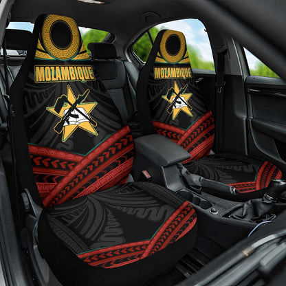 Mozambique Car Seat Cover Black Red Tribal Design Map - African Pride