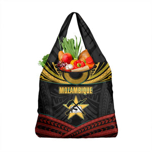 Mozambique Grocery Bag Black Red Tribal Design Map - African Pride