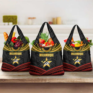 Mozambique Grocery Bag Black Red Tribal Design Map - African Pride