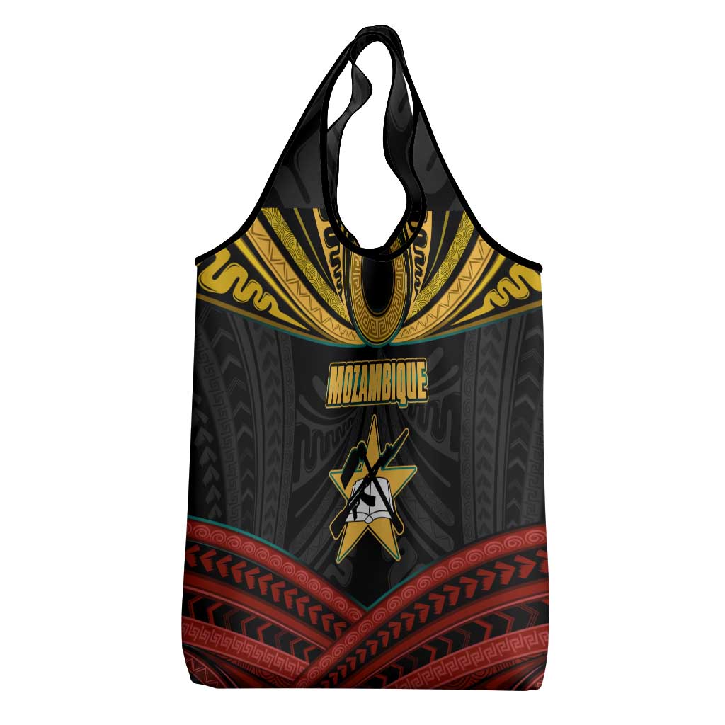 Mozambique Grocery Bag Black Red Tribal Design Map - African Pride