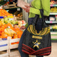 Mozambique Grocery Bag Black Red Tribal Design Map - African Pride