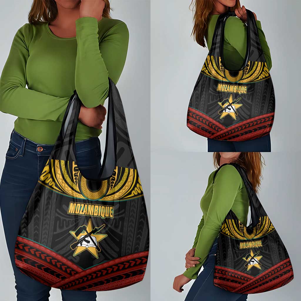 Mozambique Grocery Bag Black Red Tribal Design Map - African Pride