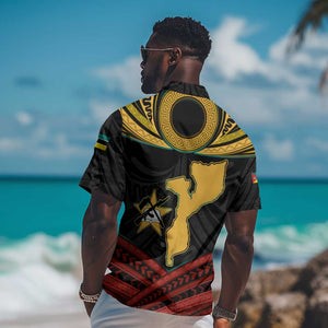 Mozambique Hawaiian Shirt Black Red Tribal Design Map - African Pride