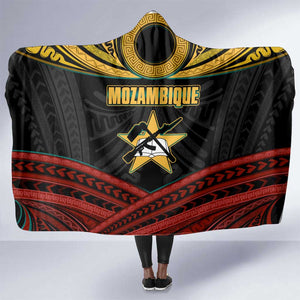 Mozambique Hooded Blanket Black Red Tribal Design Map - African Pride