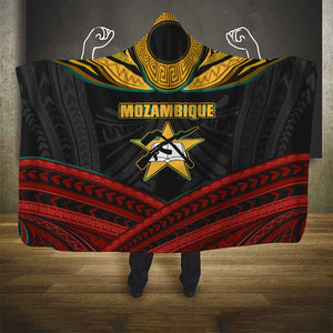 Mozambique Hooded Blanket Black Red Tribal Design Map - African Pride