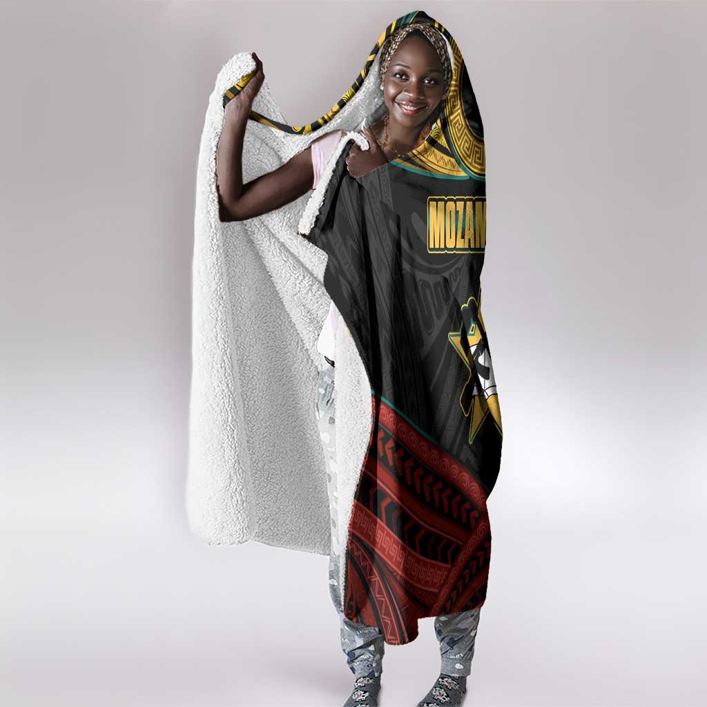 Mozambique Hooded Blanket Black Red Tribal Design Map - African Pride