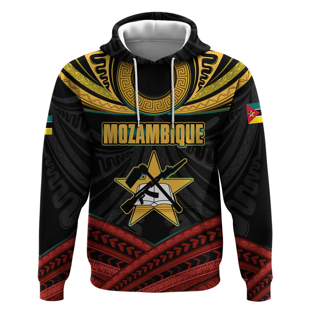 Mozambique Hoodie Black Red Tribal Design Map - African Pride