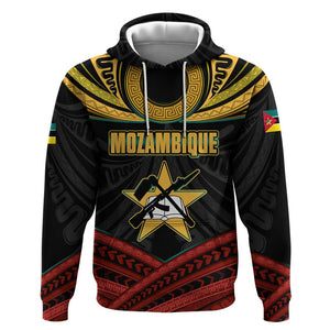 Mozambique Hoodie Black Red Tribal Design Map - African Pride
