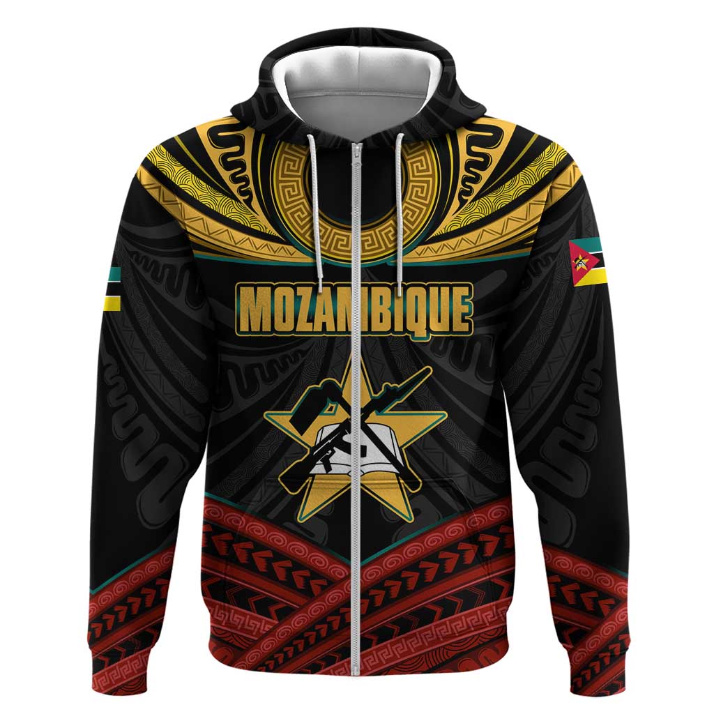 Mozambique Hoodie Black Red Tribal Design Map - African Pride