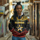 Mozambique Hoodie Black Red Tribal Design Map - African Pride