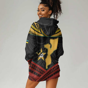 Mozambique Hoodie Dress Black Red Tribal Design Map - African Pride