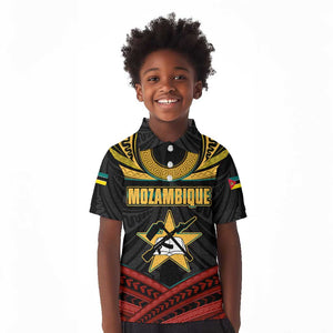 Mozambique Kid Polo Shirt Black Red Tribal Design Map - African Pride
