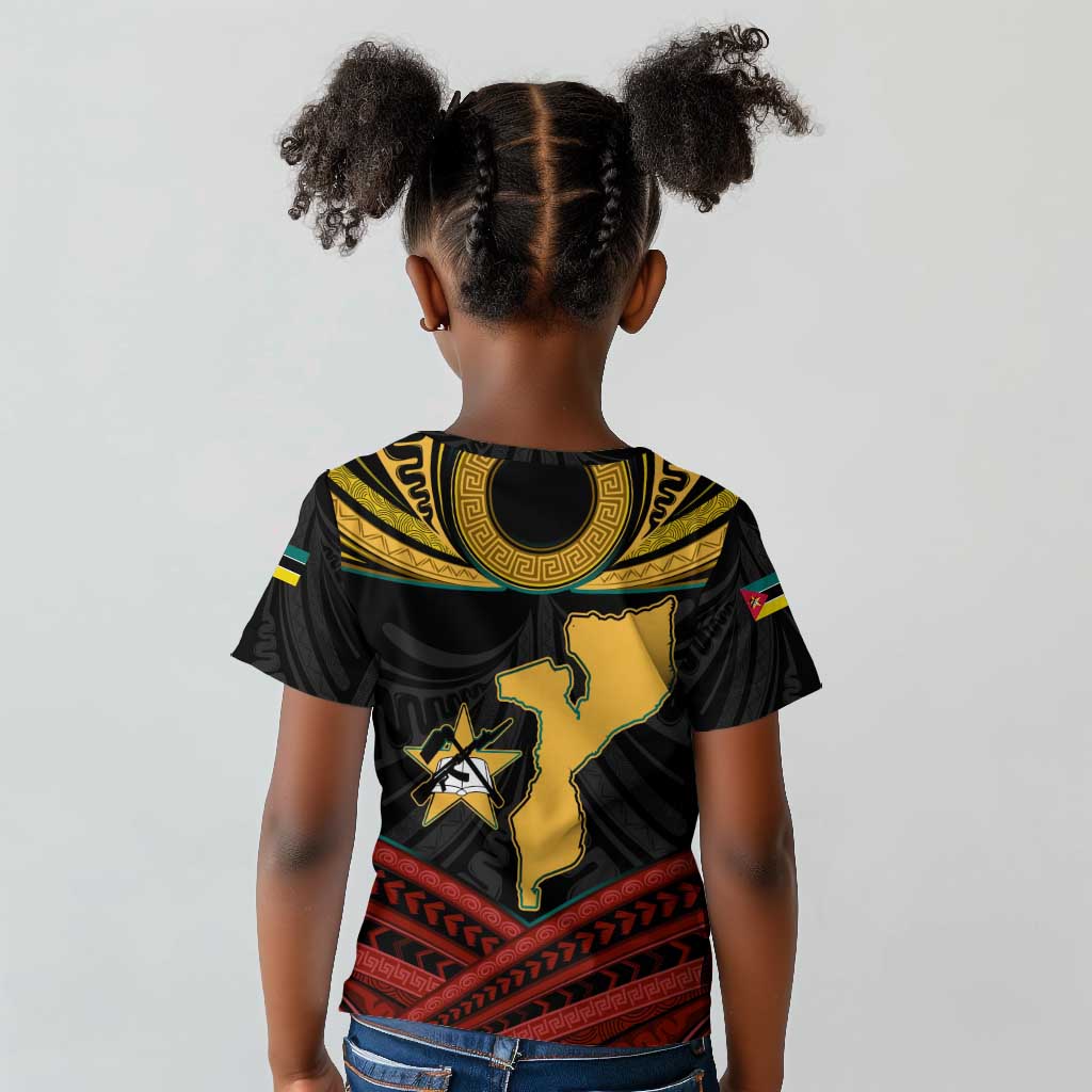 Mozambique Kid T shirt Black Red Tribal Design Map - African Pride