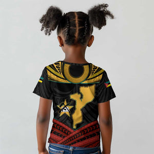 Mozambique Kid T shirt Black Red Tribal Design Map - African Pride