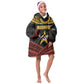 Mozambique Kid Wearable Blanket Hoodie Black Red Tribal Design Map - African Pride