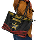 Mozambique Leather Tote Bag Black Red Tribal Design Map - African Pride