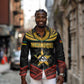 Mozambique Long Sleeve Button Shirt Black Red Tribal Design Map - African Pride