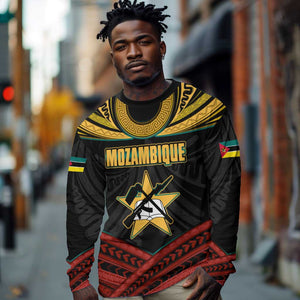 Mozambique Long Sleeve Shirt Black Red Tribal Design Map - African Pride