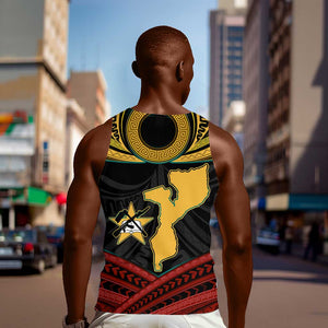 Mozambique Men Tank Top Black Red Tribal Design Map - African Pride