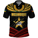 Mozambique Polo Shirt Black Red Tribal Design Map - African Pride