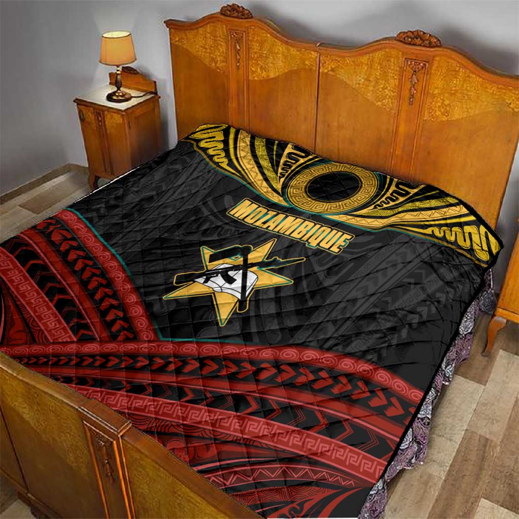 Mozambique Quilt Black Red Tribal Design Map - African Pride