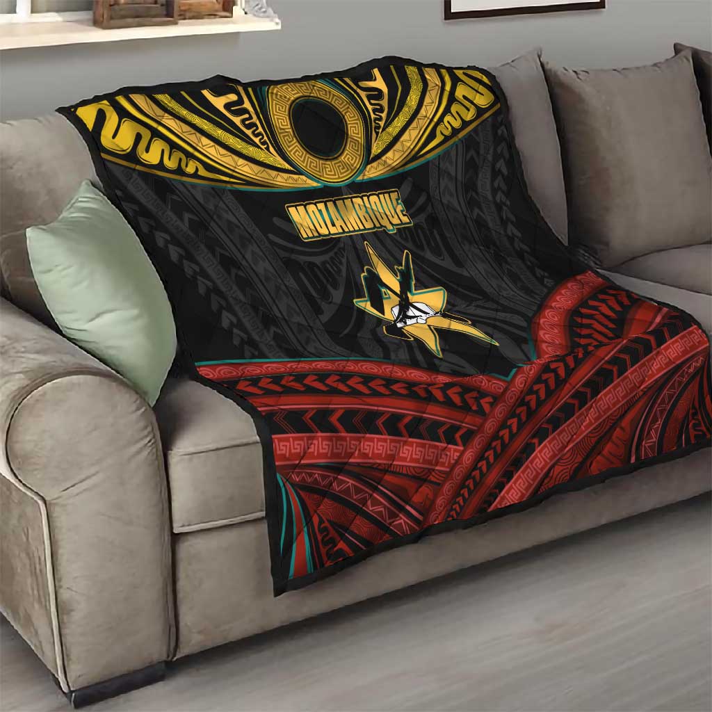Mozambique Quilt Black Red Tribal Design Map - African Pride