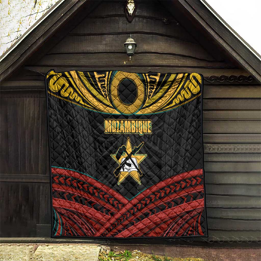 Mozambique Quilt Black Red Tribal Design Map - African Pride