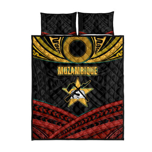 Mozambique Quilt Bed Set Black Red Tribal Design Map - African Pride