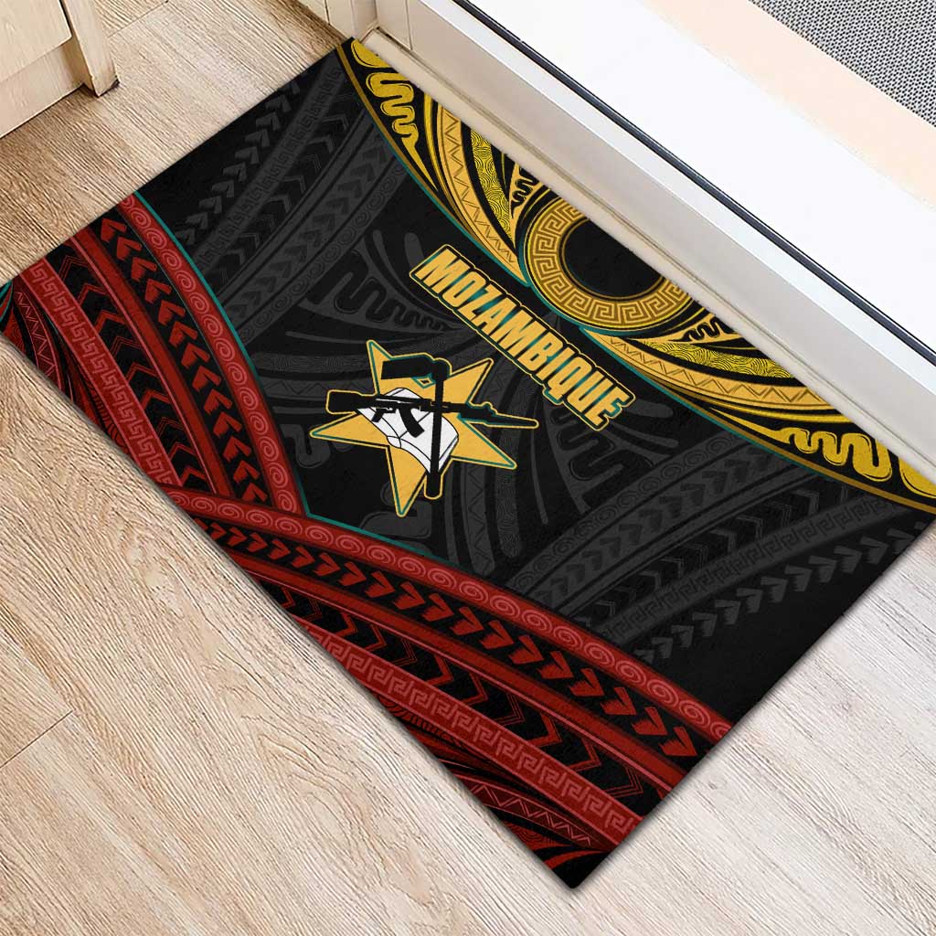 Mozambique Rubber Doormat Black Red Tribal Design Map - African Pride
