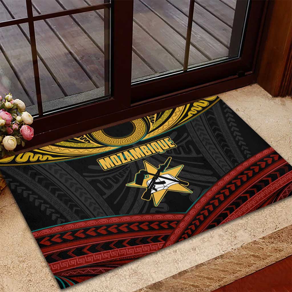 Mozambique Rubber Doormat Black Red Tribal Design Map - African Pride