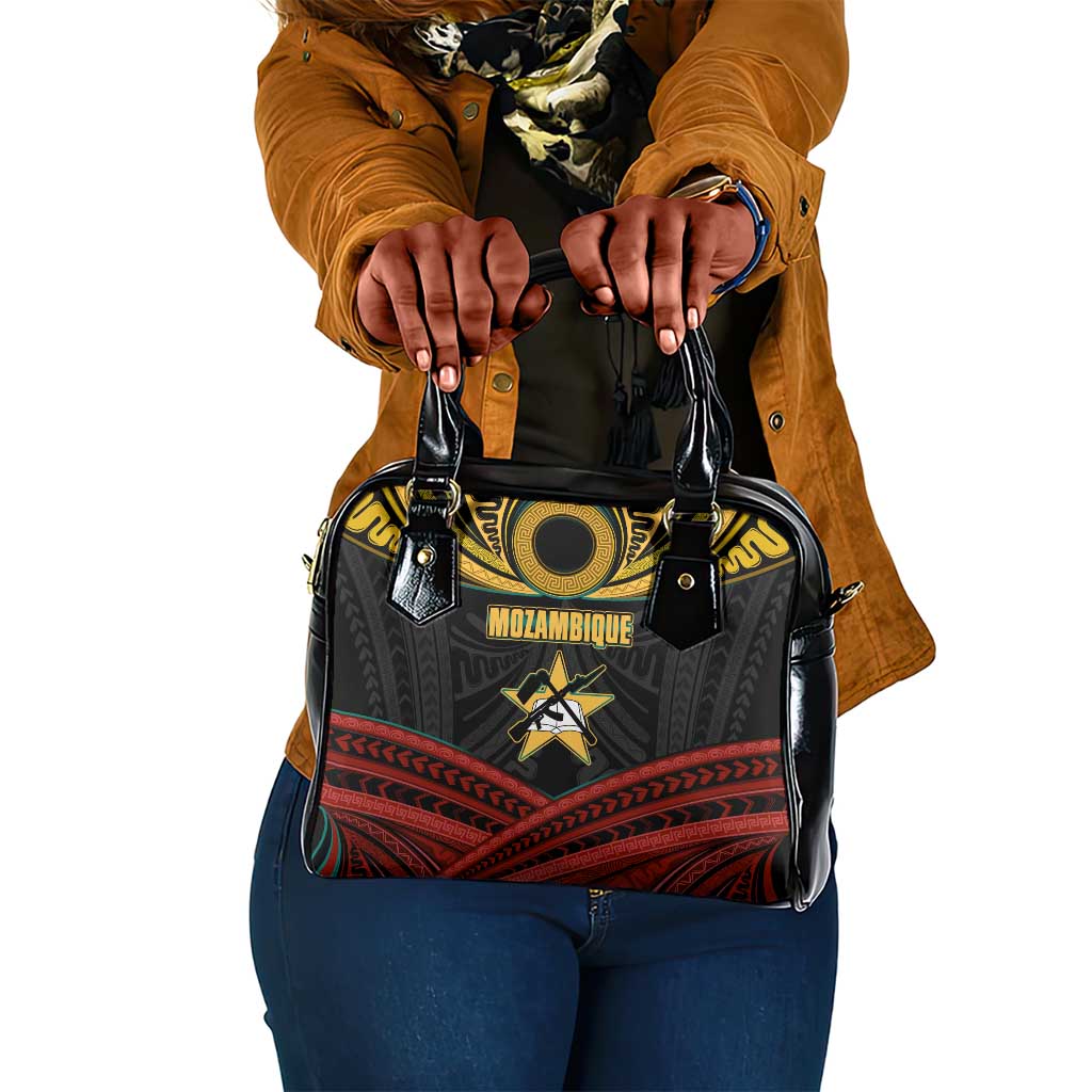 Mozambique Shoulder Handbag Black Red Tribal Design Map - African Pride