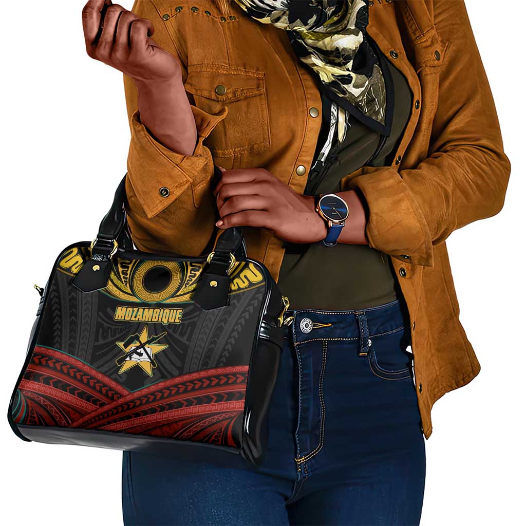 Mozambique Shoulder Handbag Black Red Tribal Design Map - African Pride
