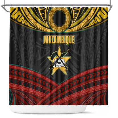 Mozambique Shower Curtain Black Red Tribal Design Map - African Pride
