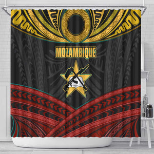 Mozambique Shower Curtain Black Red Tribal Design Map - African Pride