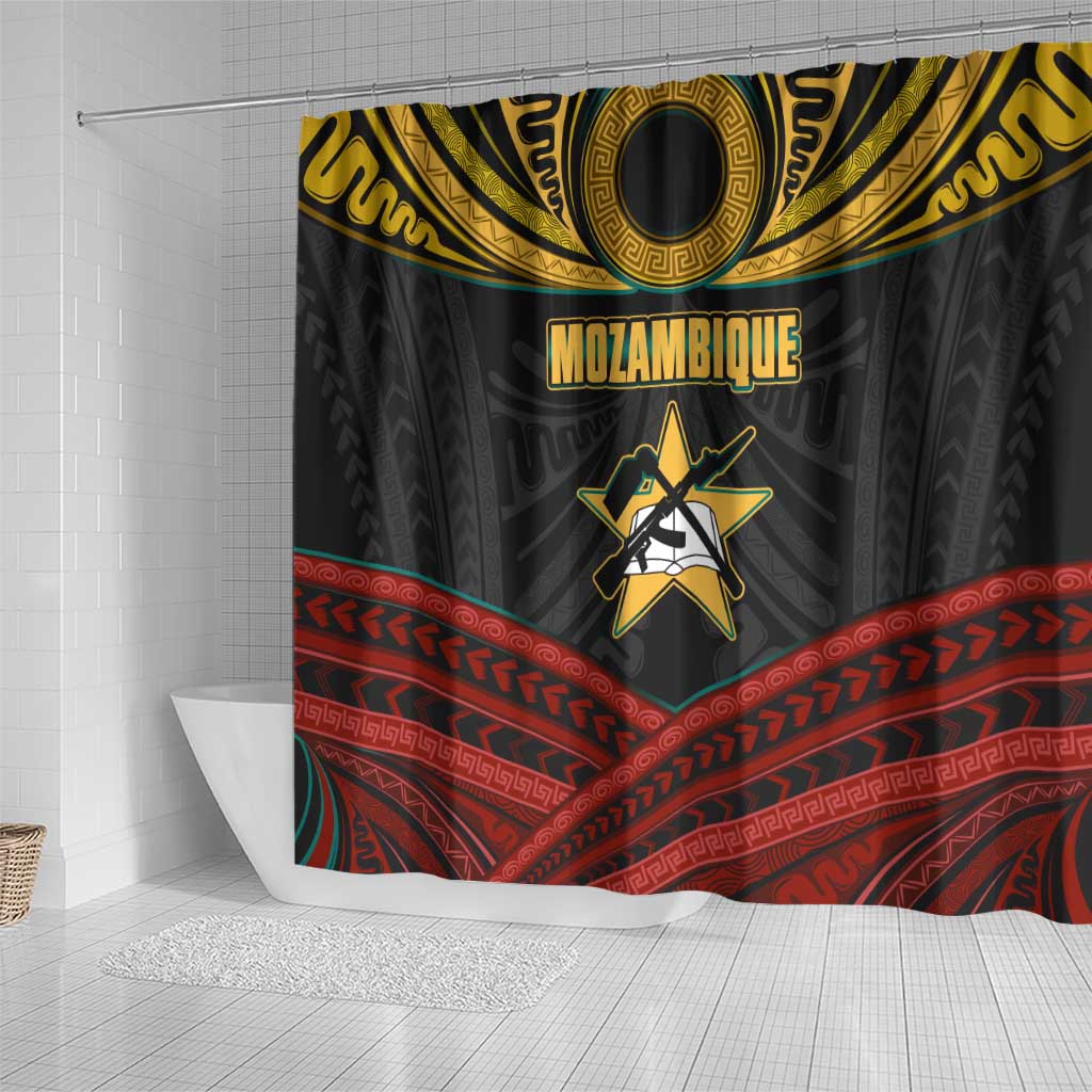 Mozambique Shower Curtain Black Red Tribal Design Map - African Pride
