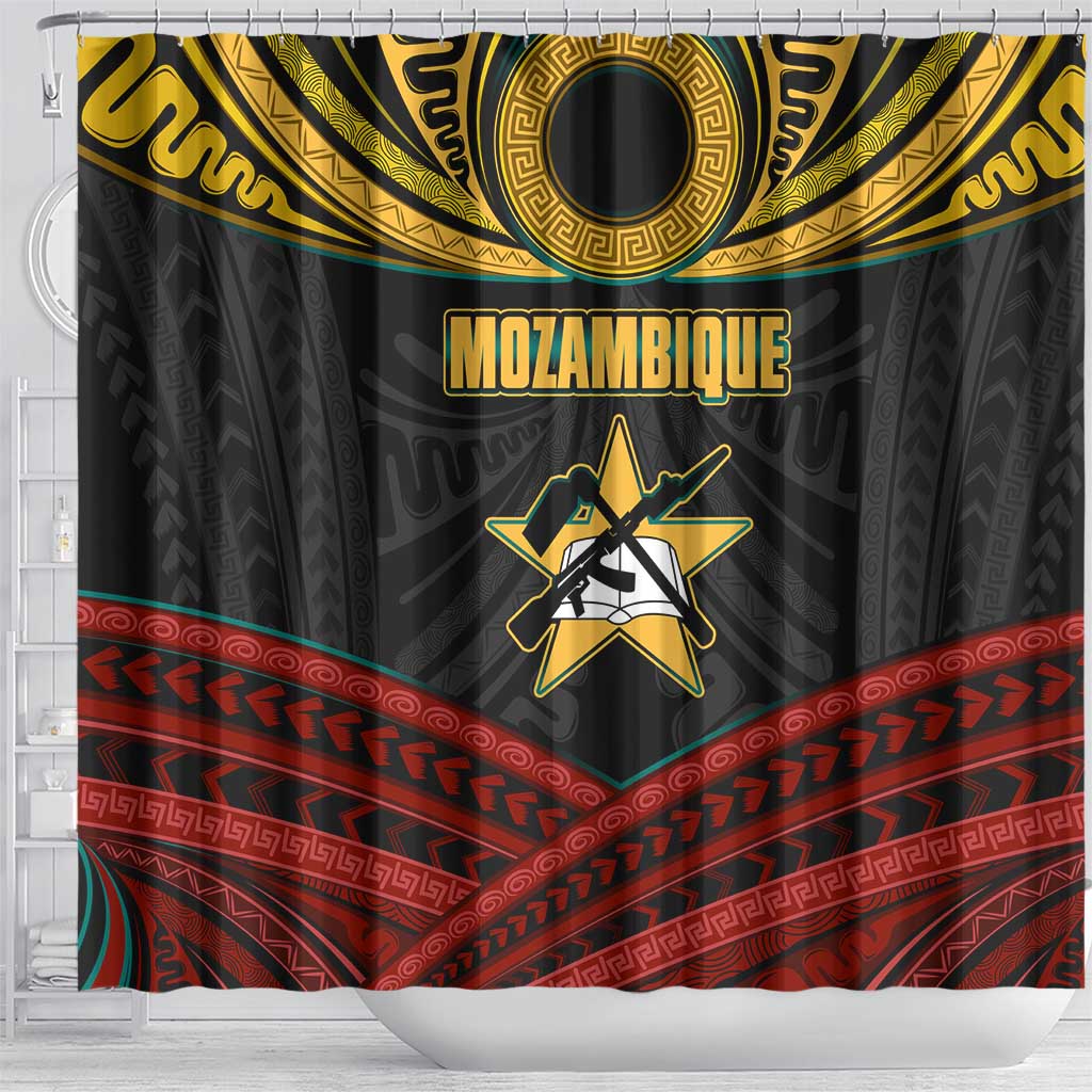 Mozambique Shower Curtain Black Red Tribal Design Map - African Pride