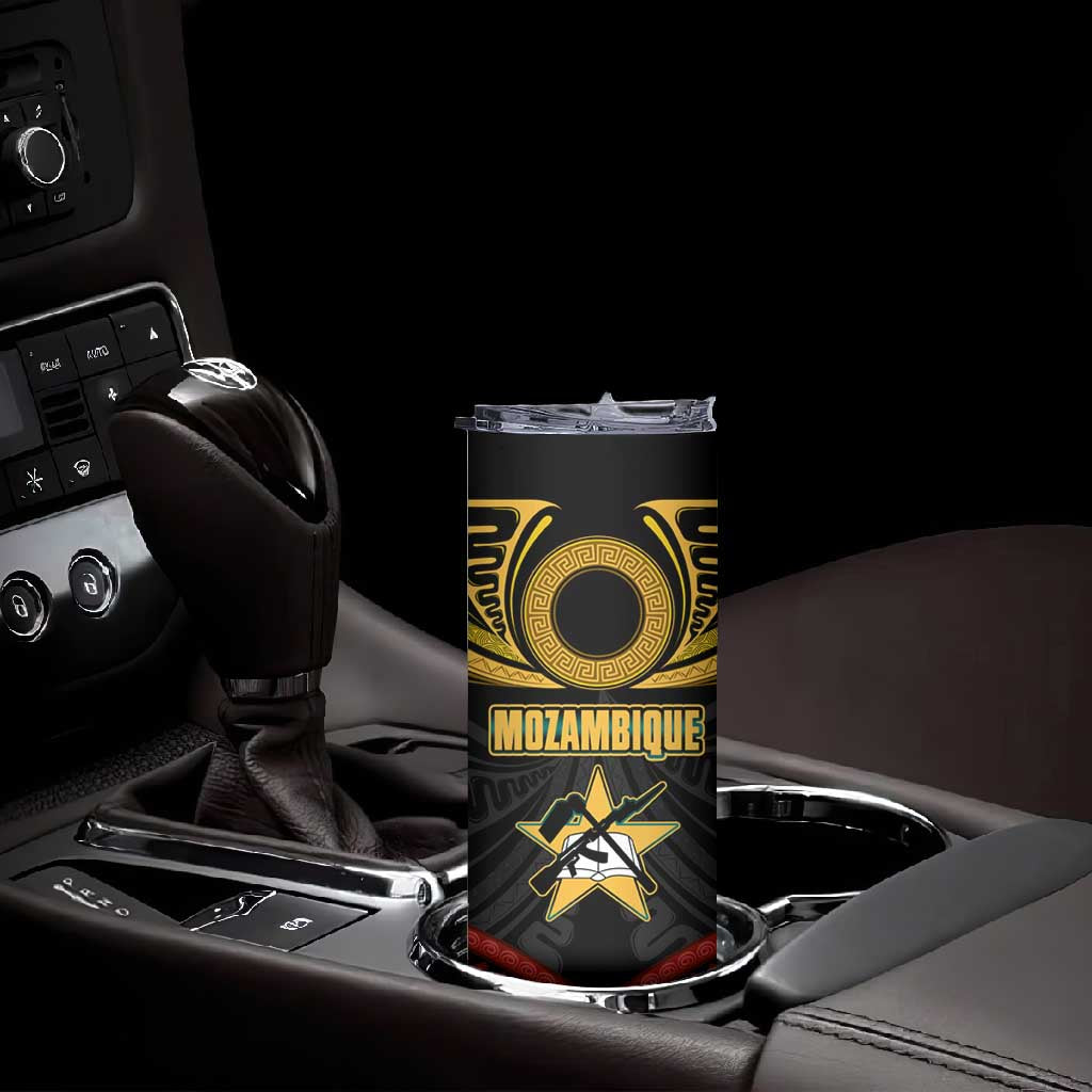 Mozambique Skinny Tumbler Black Red Tribal Design Map - African Pride