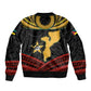Mozambique Sleeve Zip Bomber Jacket Black Red Tribal Design Map - African Pride