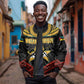 Mozambique Sleeve Zip Bomber Jacket Black Red Tribal Design Map - African Pride