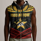 Mozambique Sleeveless Zip Hoodie Black Red Tribal Design Map - African Pride