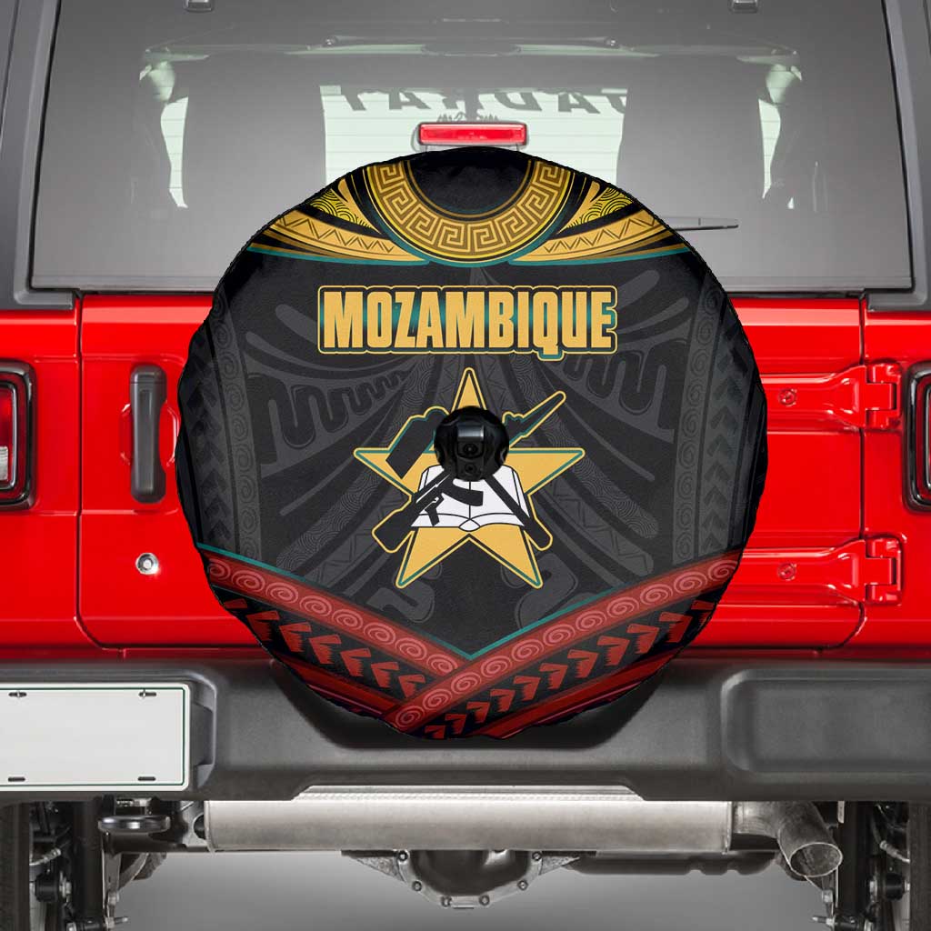 Mozambique Spare Tire Cover Black Red Tribal Design Map - African Pride