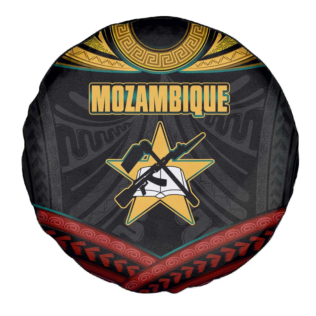 Mozambique Spare Tire Cover Black Red Tribal Design Map - African Pride