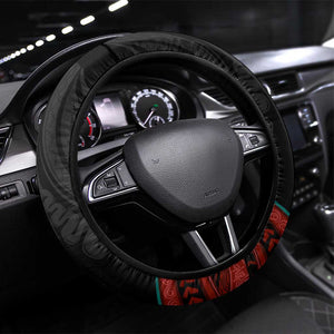 Mozambique Steering Wheel Cover Black Red Tribal Design Map - African Pride