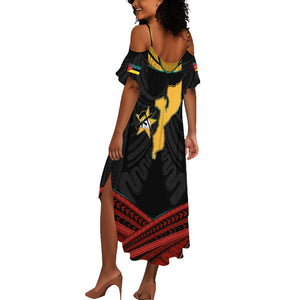 Mozambique Summer Maxi Dress Black Red Tribal Design Map - African Pride