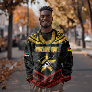 Mozambique Sweatshirt Black Red Tribal Design Map - African Pride