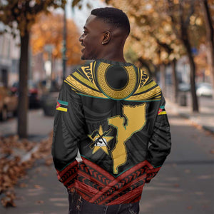 Mozambique Sweatshirt Black Red Tribal Design Map - African Pride