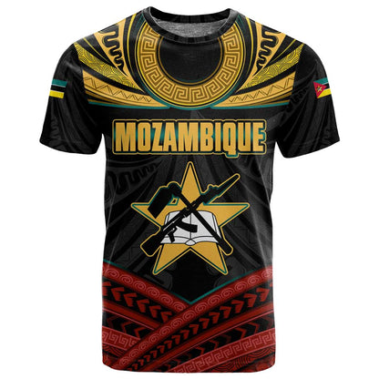 Mozambique T shirt Black Red Tribal Design Map - African Pride