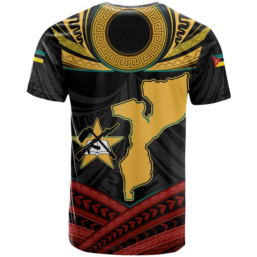 Mozambique T shirt Black Red Tribal Design Map - African Pride