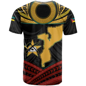 Mozambique T shirt Black Red Tribal Design Map - African Pride